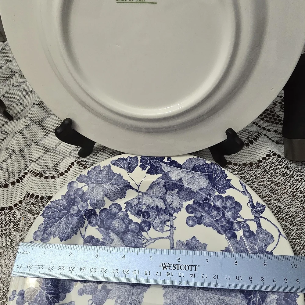 Crate&Barrel Blue Grape Vine Ceramic Dinner Plates